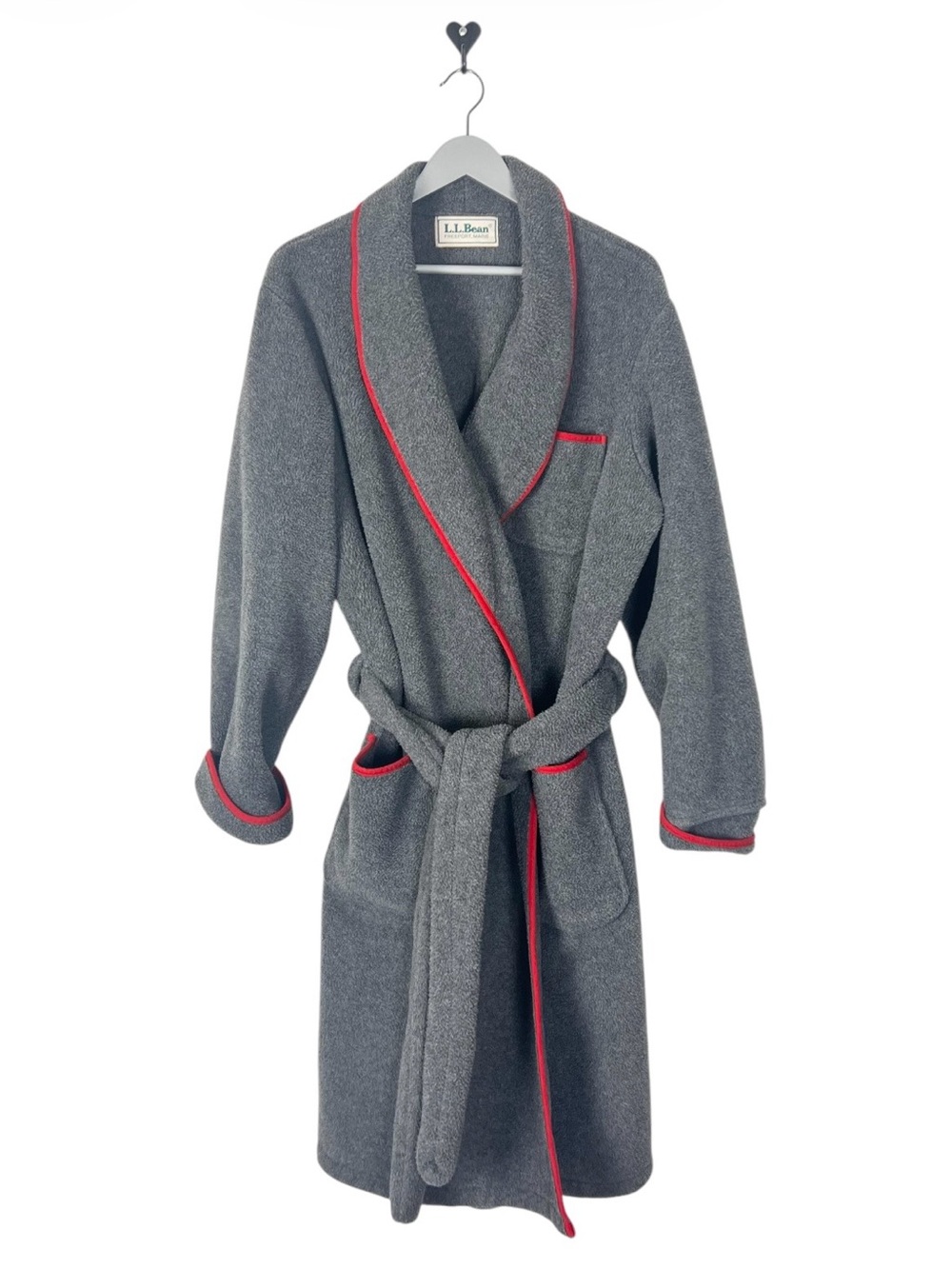 Vintage LL Bean heavy sherpa robe Womens M/L Mens S/M grey red Unisex